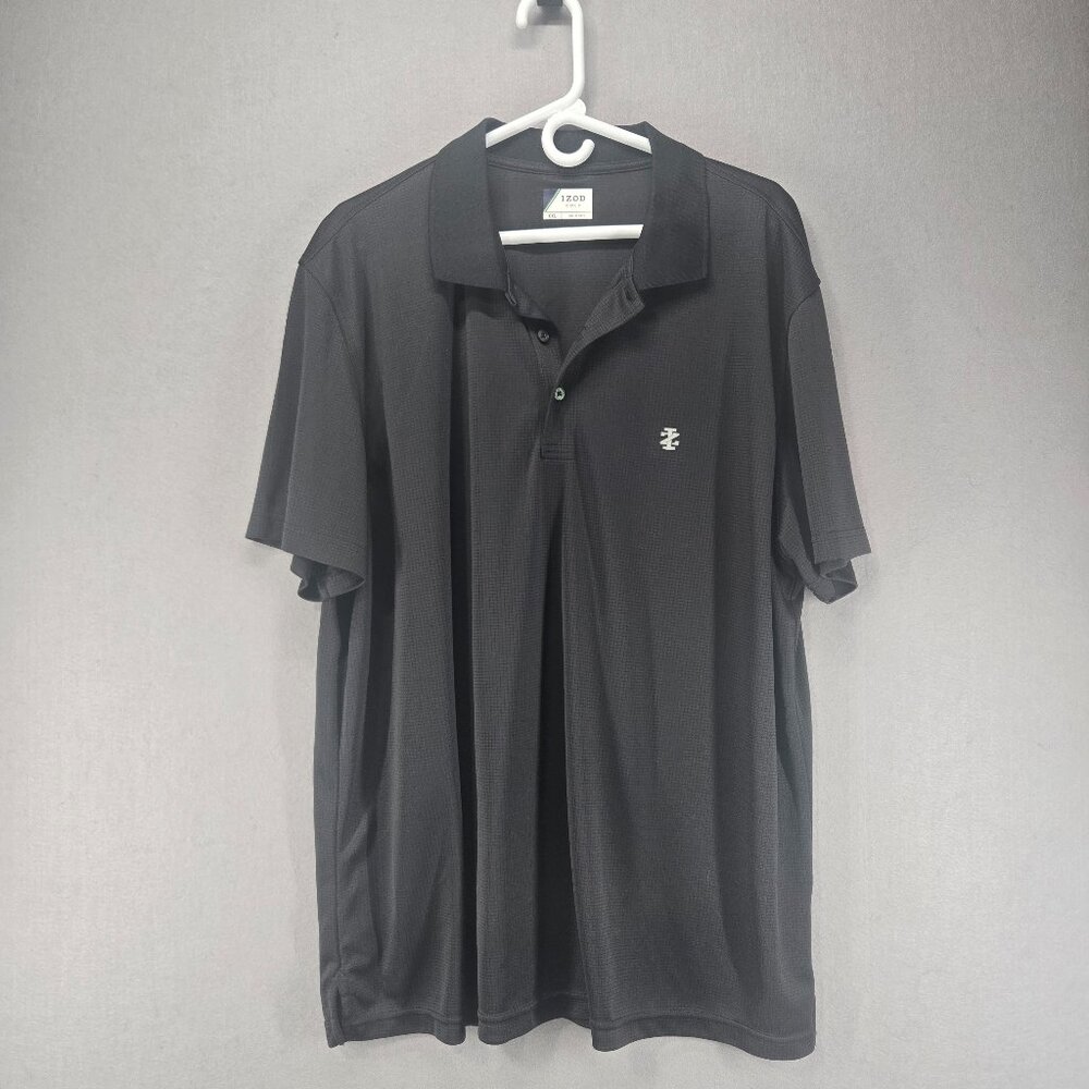 Izod Golf Men's Polo Shirt, Short Sleeve, Black, XXL, Activewear, Slits at hem